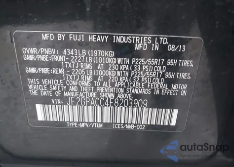 2014 Subaru Xv Crosstrek 2.0I Premium из США, поврежденный, VIN JF2GPACC4E8203909